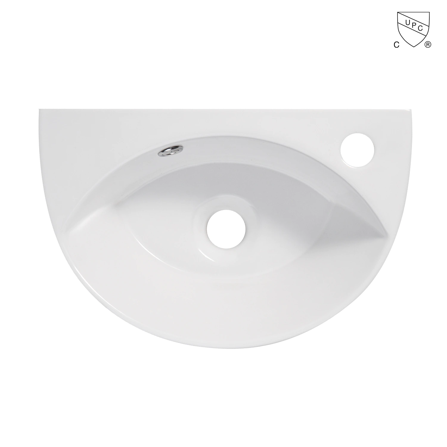 Small Wall Mount Vessel Bathroom Sink White Left Side Single Faucet Hole With Overflow
